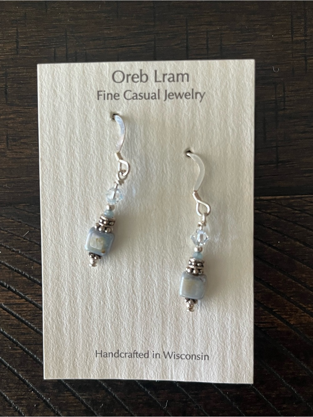 Handcrafted Light Blue Bead Drop Earrings